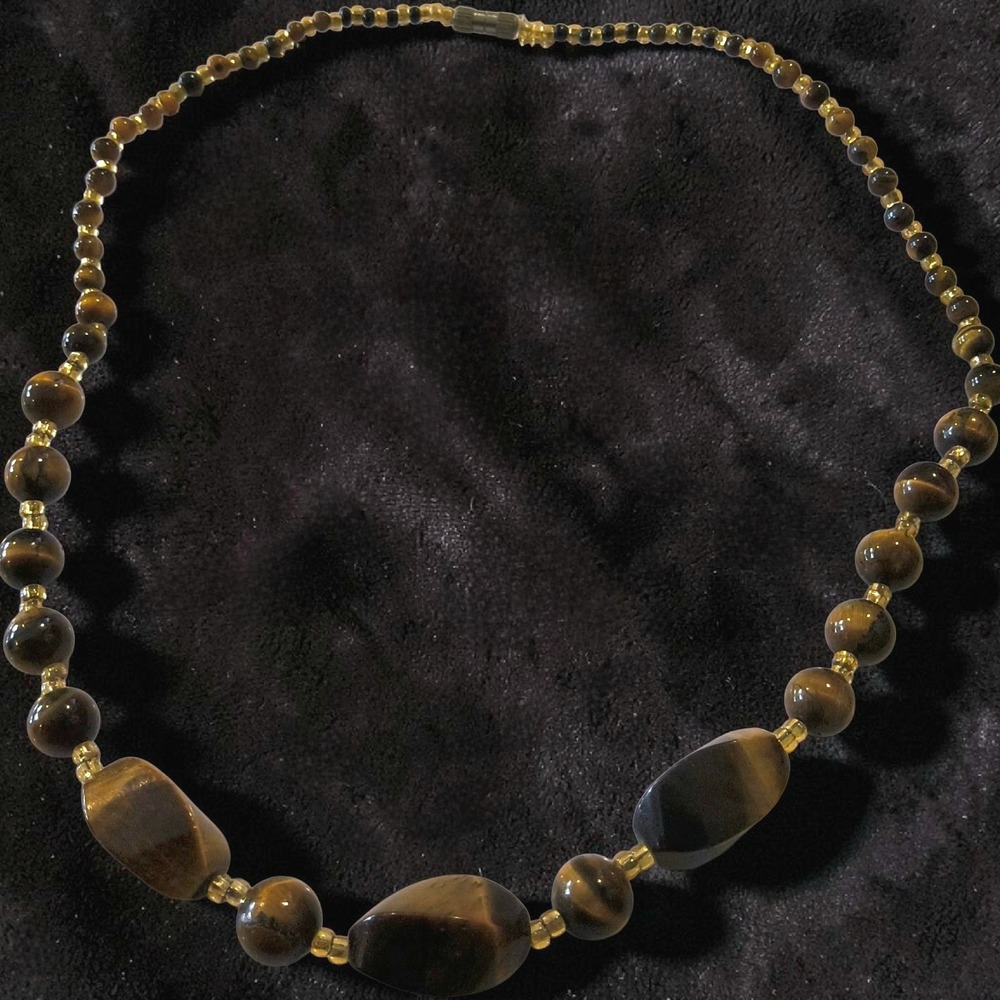 Vintage‎ Tiger Eye Gemstone Necklace | Graduated Faceted Beads